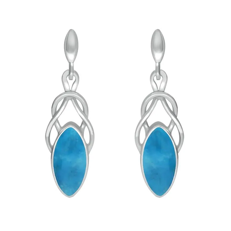 Sterling Silver Turquoise Celtic Twist Drop Stud Earrings sold by Jura Watches