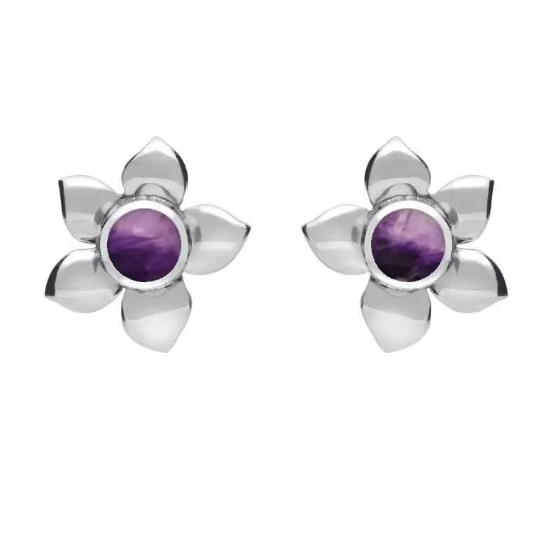Sterling Silver Blue John Petal Stud Earrings sold by Jura Watches