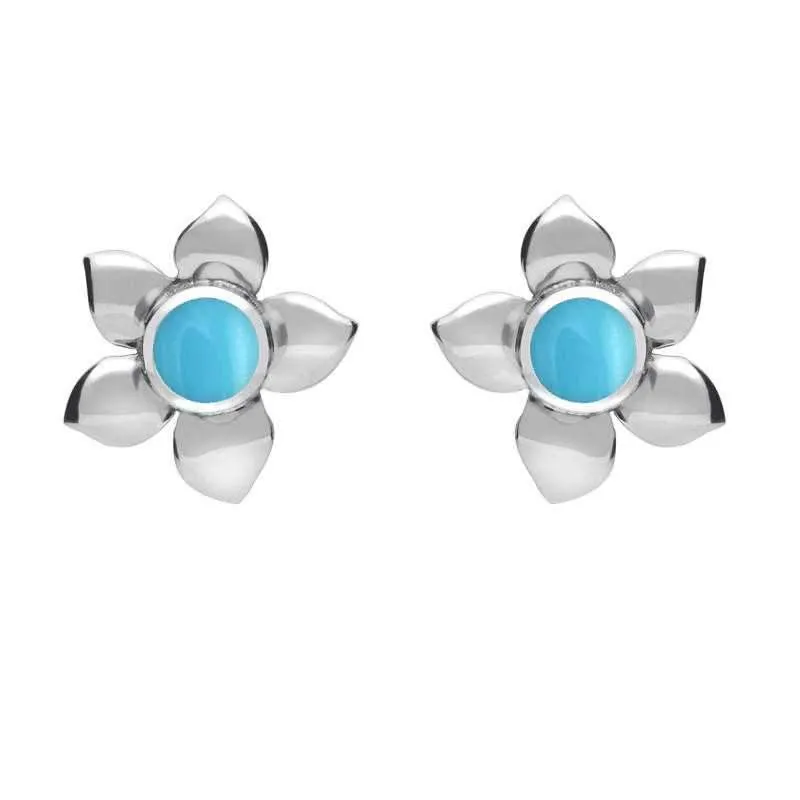 Sterling Silver Turquoise Petal Stud Earrings sold by Jura Watches