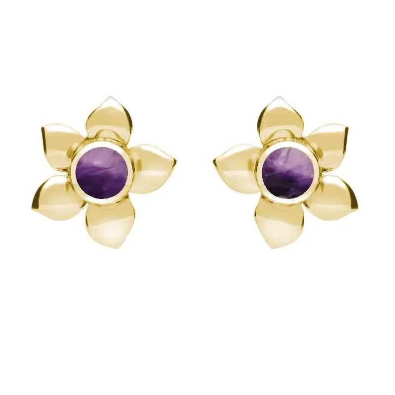 9ct Yellow Gold Blue John Petal Stud Earrings sold by Jura Watches