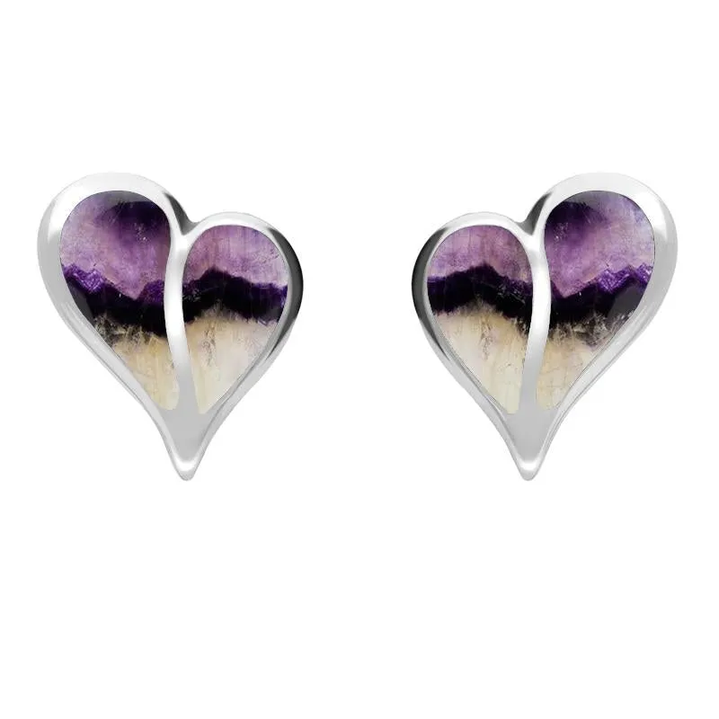 Sterling Silver Blue John Split Heart Stud Earrings sold by Jura Watches