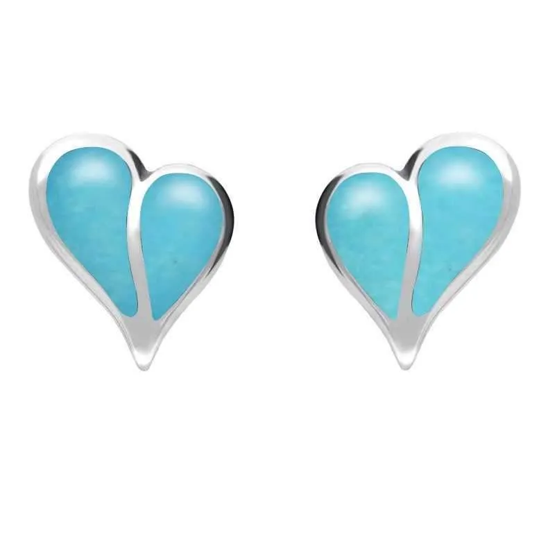 Sterling Silver Turquoise Split Heart Stud Earrings sold by Jura Watches