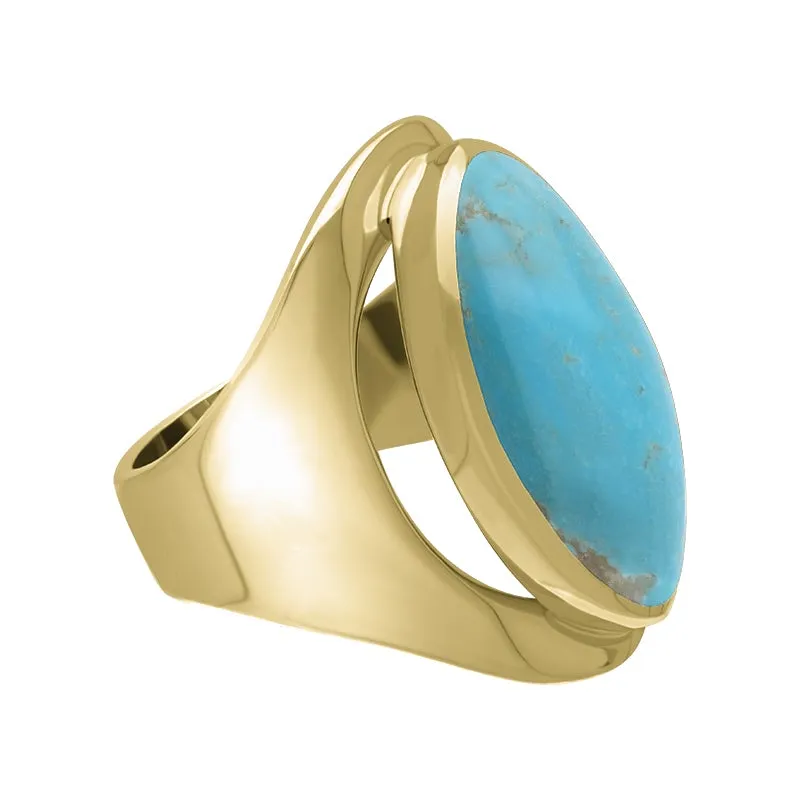 9ct Yellow Gold Turquoise Medium Oval Ring sold by Jura Watches product image thumbnail 2