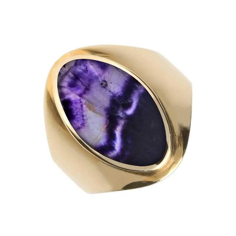 9ct Yellow Gold Blue John Oval Ring sold by Jura Watches