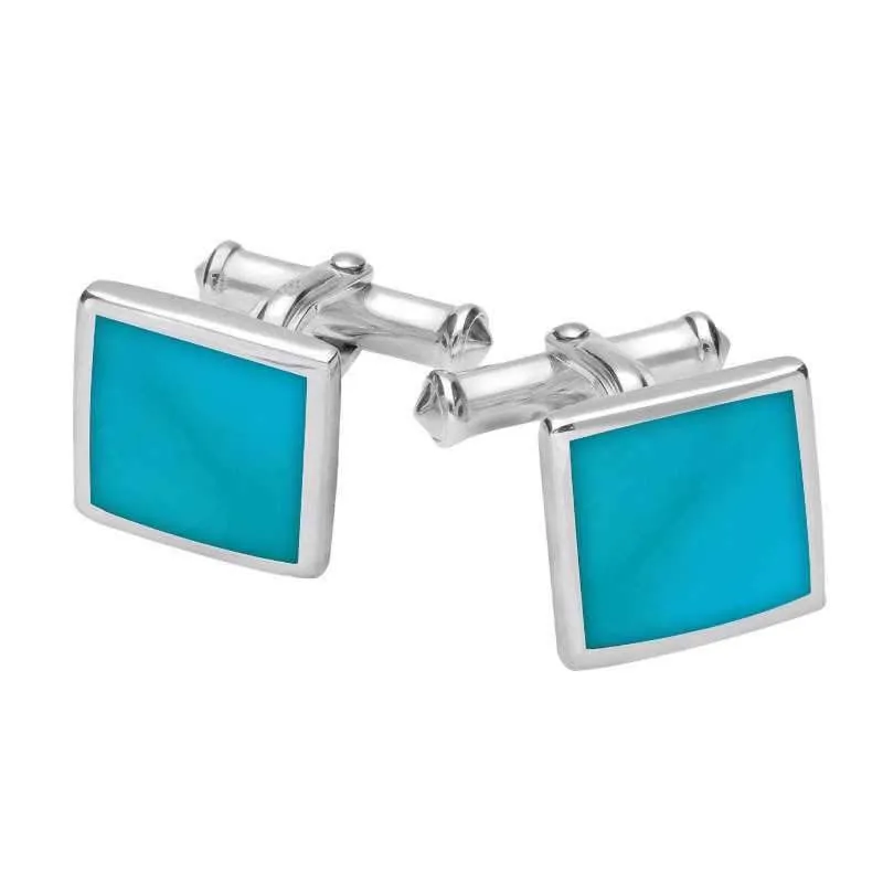 Sterling Silver Turquoise Square Flat Cufflinks sold by Jura Watches