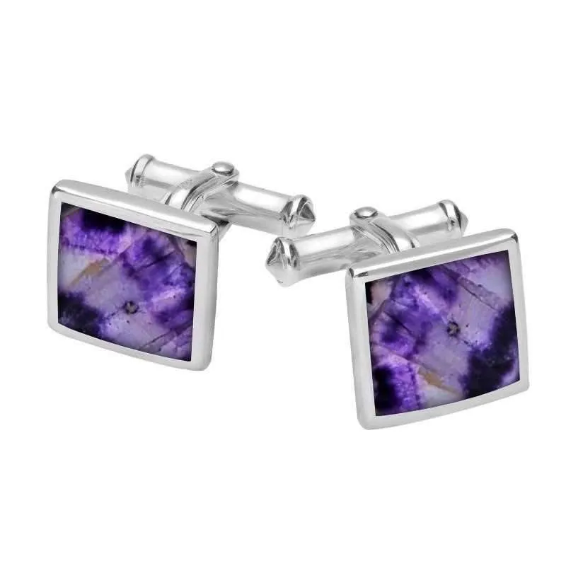 Sterling Silver Blue John Square Flat Cufflinks sold by Jura Watches