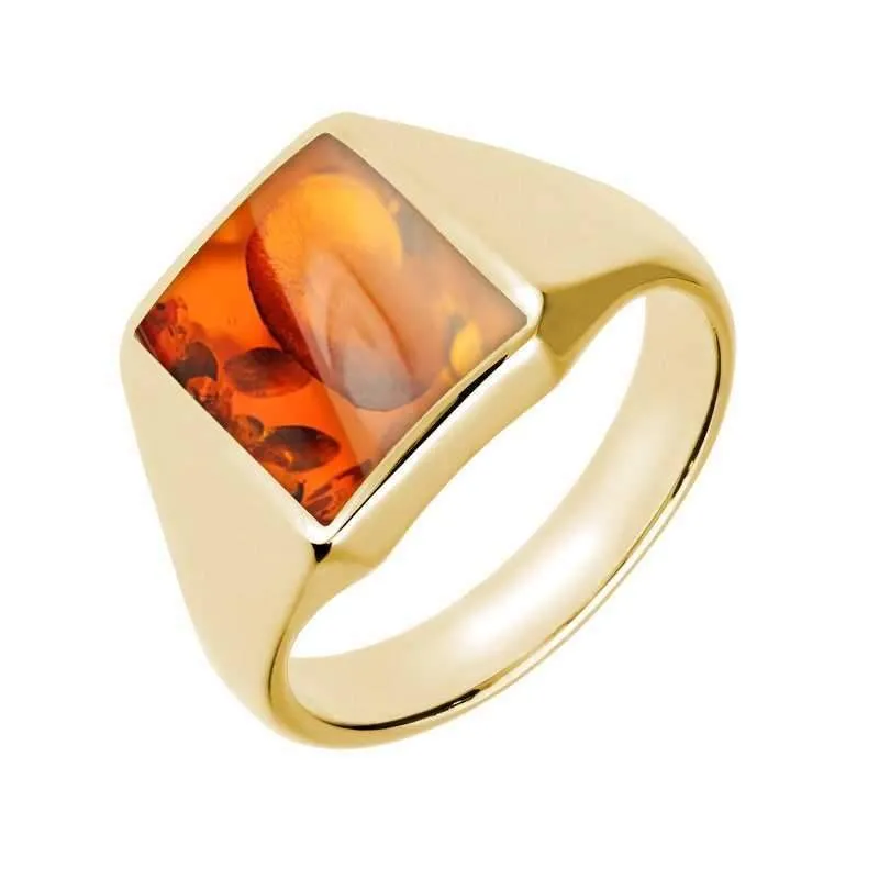 9ct Yellow Gold Amber Oblong Signet Ring sold by Jura Watches