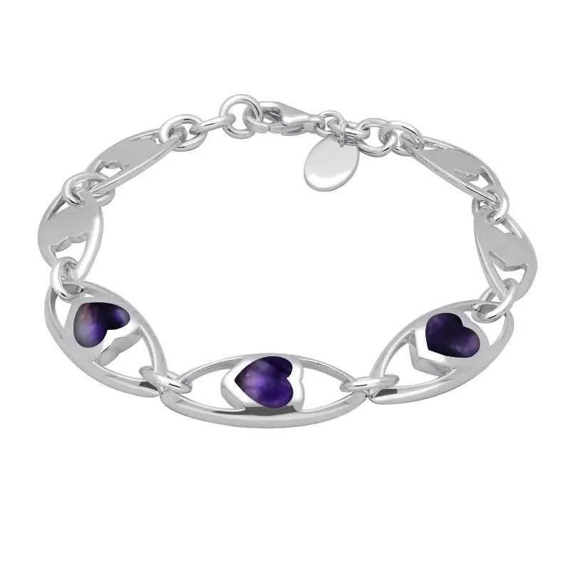Sterling Silver Blue John Seven Link Heart Bracelet sold by Jura Watches