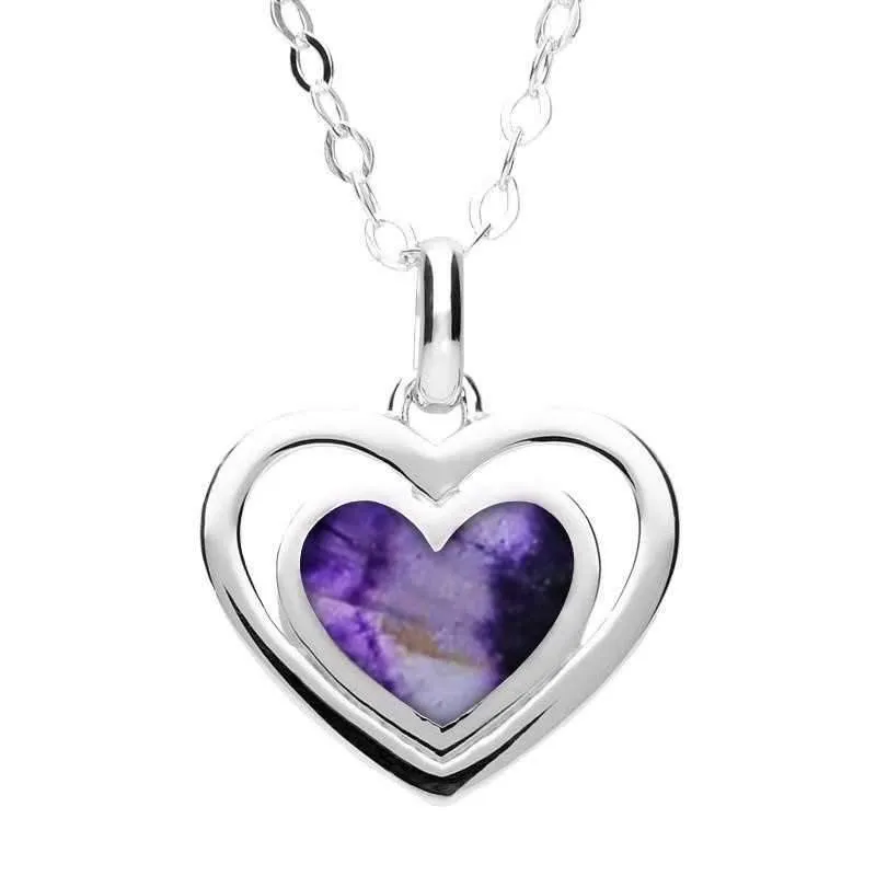 Sterling Silver Blue John Heart In Heart Necklace sold by Jura Watches