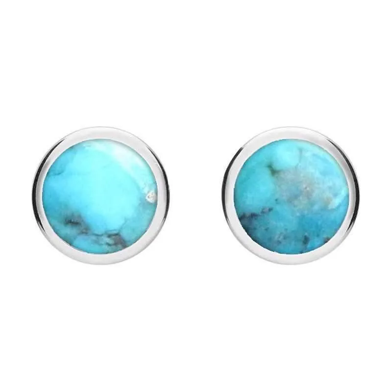 Sterling Silver Turquoise Round Stud Earrings sold by Jura Watches