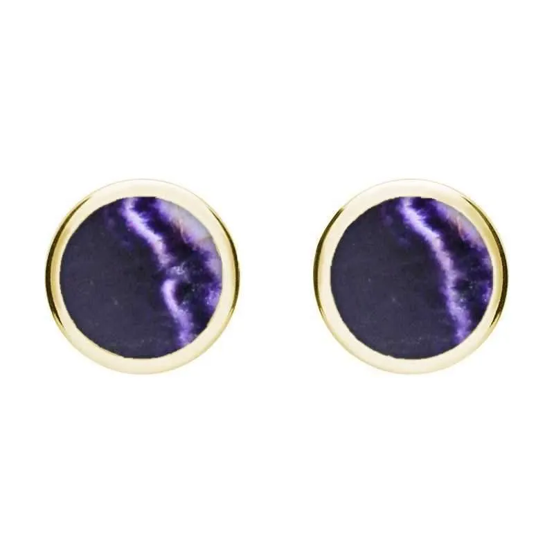 9ct Yellow Gold Blue John 10mm Round Stud Earrings sold by Jura Watches
