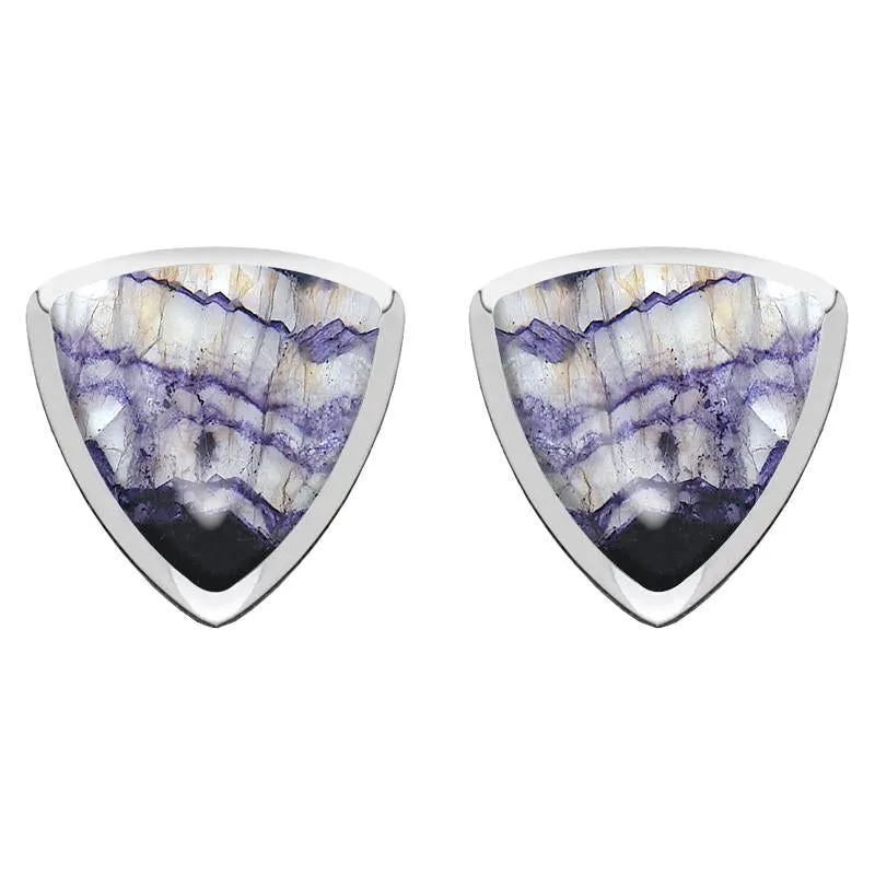 Sterling Silver Blue John Curved Triangle Stud Earrings sold by Jura Watches