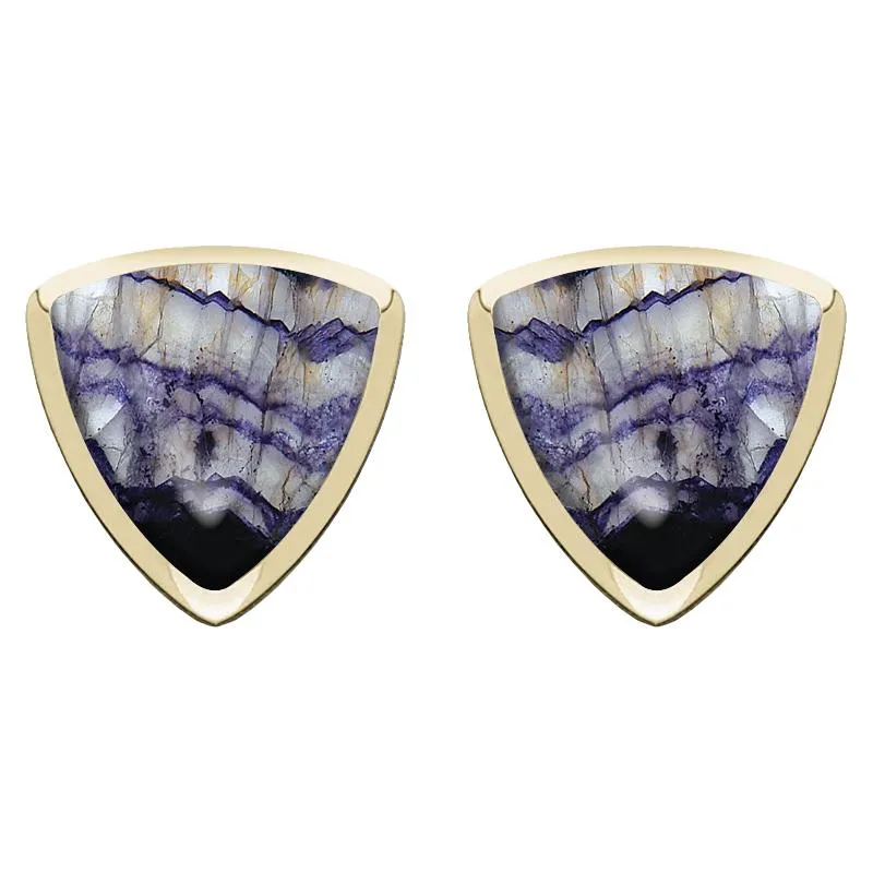9ct Yellow Gold Blue John Curved Triangle Stud Earrings sold by Jura Watches