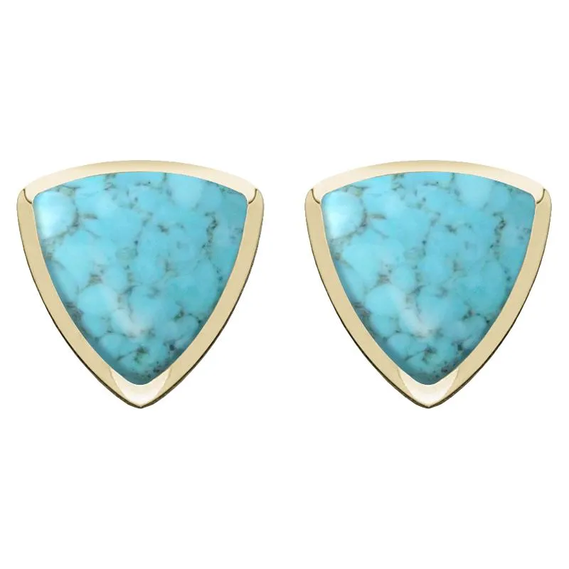 9ct Yellow Gold Turquoise Curved Triangle Stud Earrings sold by Jura Watches