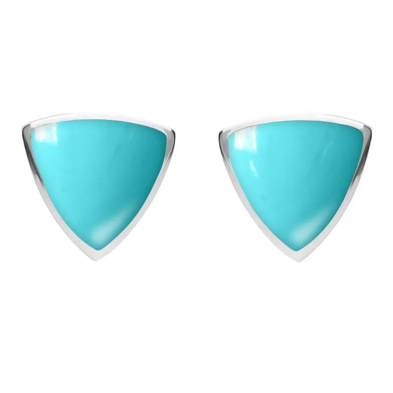 Sterling Silver Turquoise Large Curved Triangle Stud Earrings sold by Jura Watches
