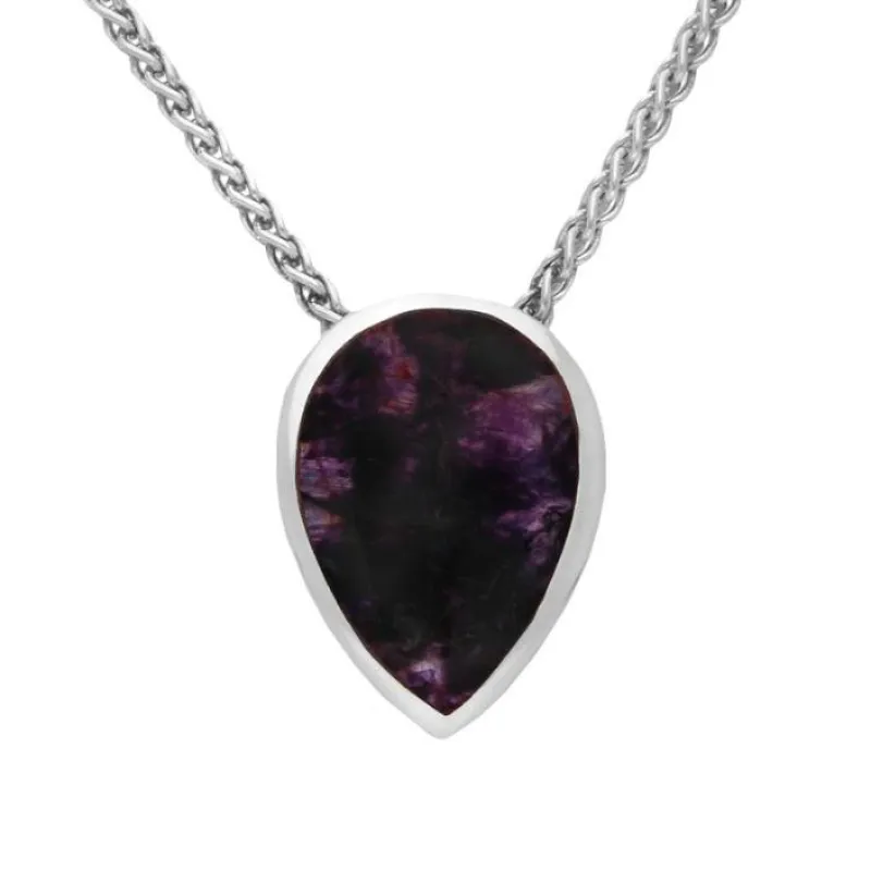 Sterling Silver Blue John Upside Down Pear Necklace sold by Jura Watches