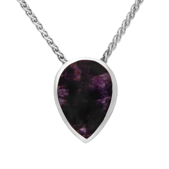 Sterling Silver Blue John Upside Down Pear Necklace sold by Jura Watches