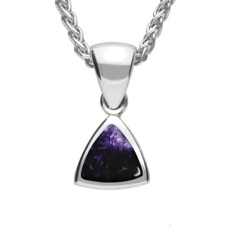 Sterling Silver Blue John Curved Triangle Small Necklace sold by Jura Watches