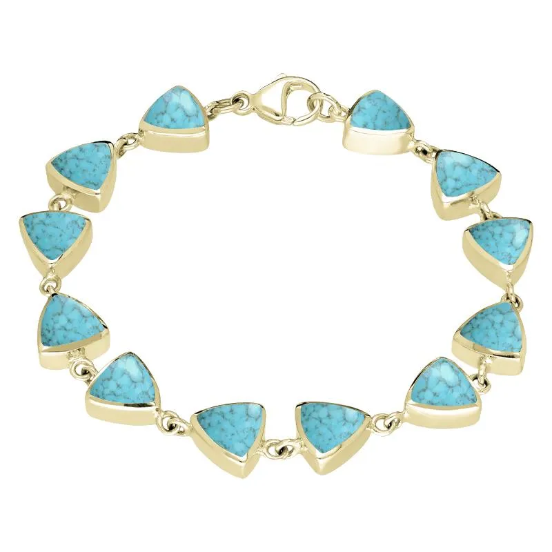9ct Yellow Gold Turquoise Curved Triangle Bracelet sold by Jura Watches