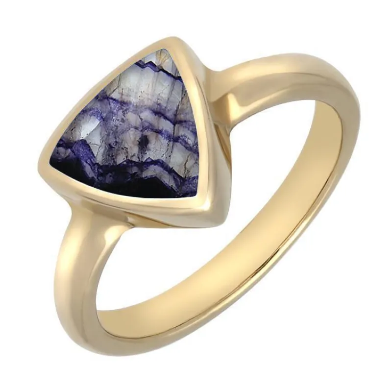 9ct Yellow Gold Blue John Curved Triangle Ring sold by Jura Watches