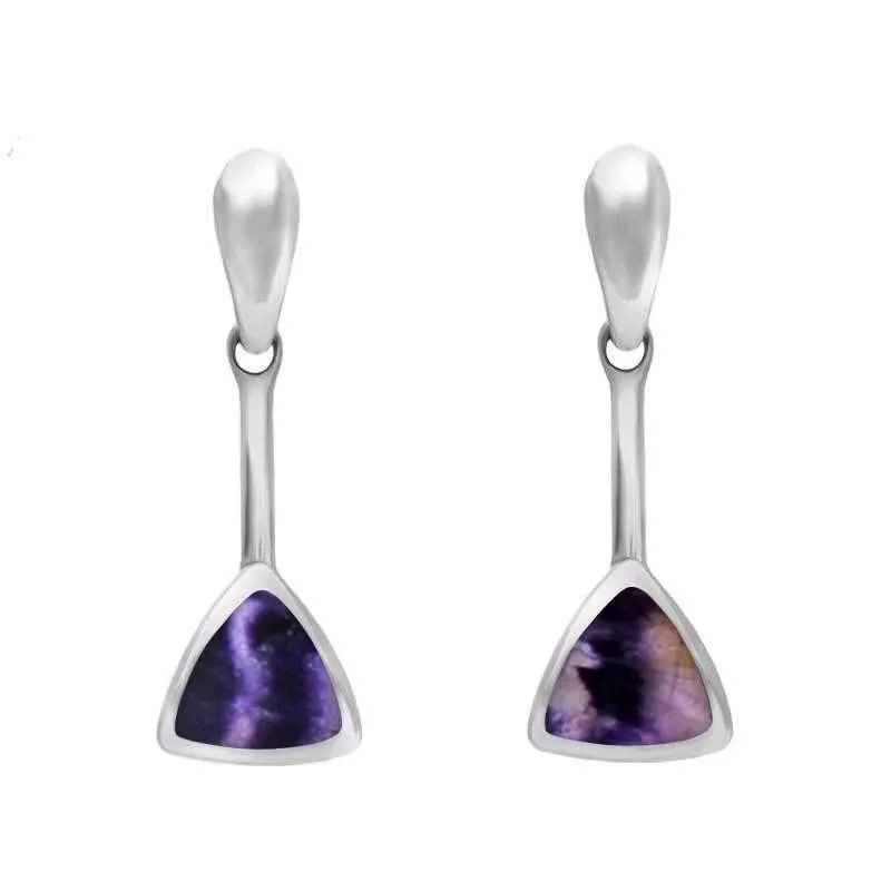 Sterling Silver Blue John Curved Triangle Drop Earrings sold by Jura Watches