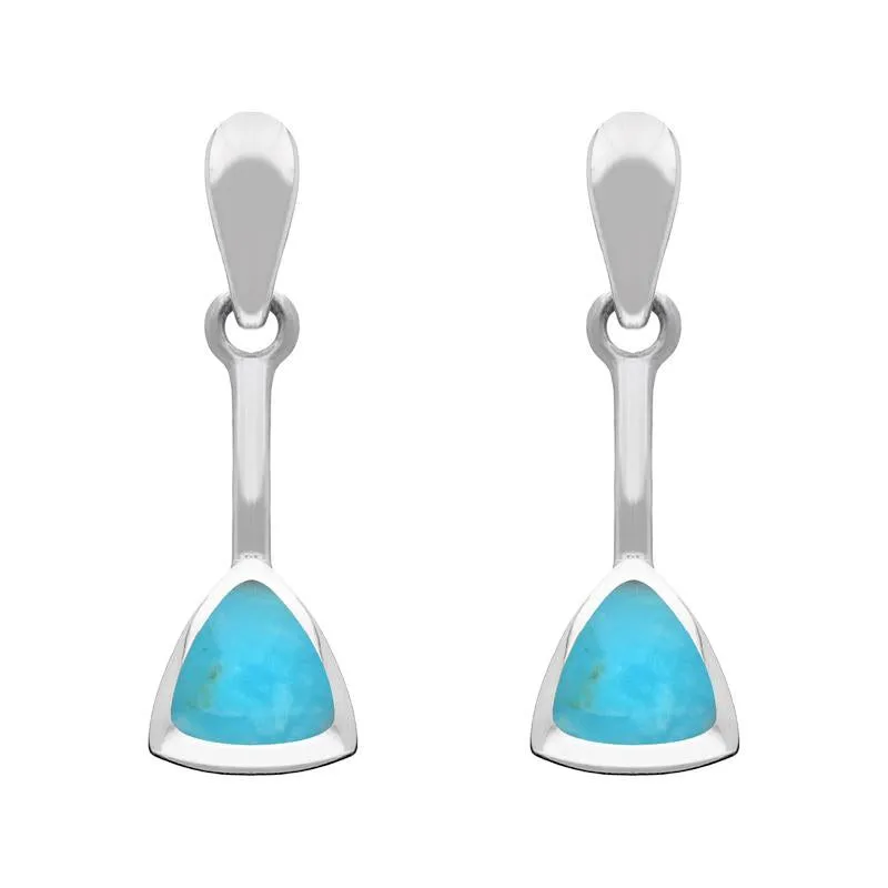 Sterling Silver Turquoise Curved Triangle Drop Earrings sold by Jura Watches