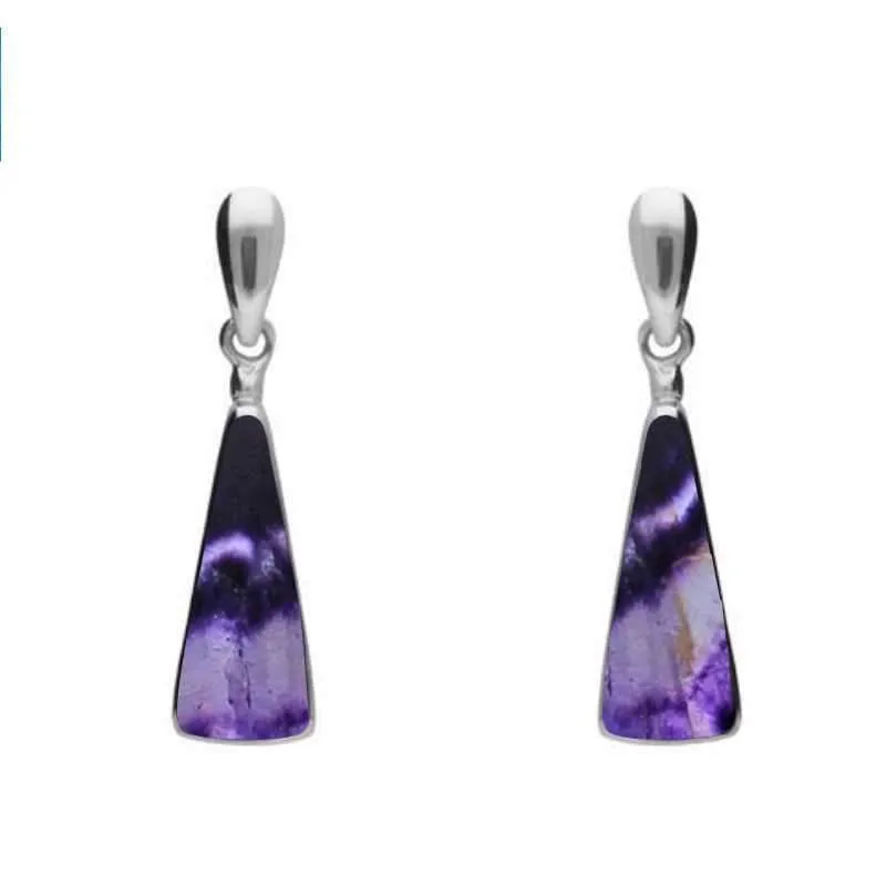 Sterling Silver Blue John Triangle Drop Earrings sold by Jura Watches