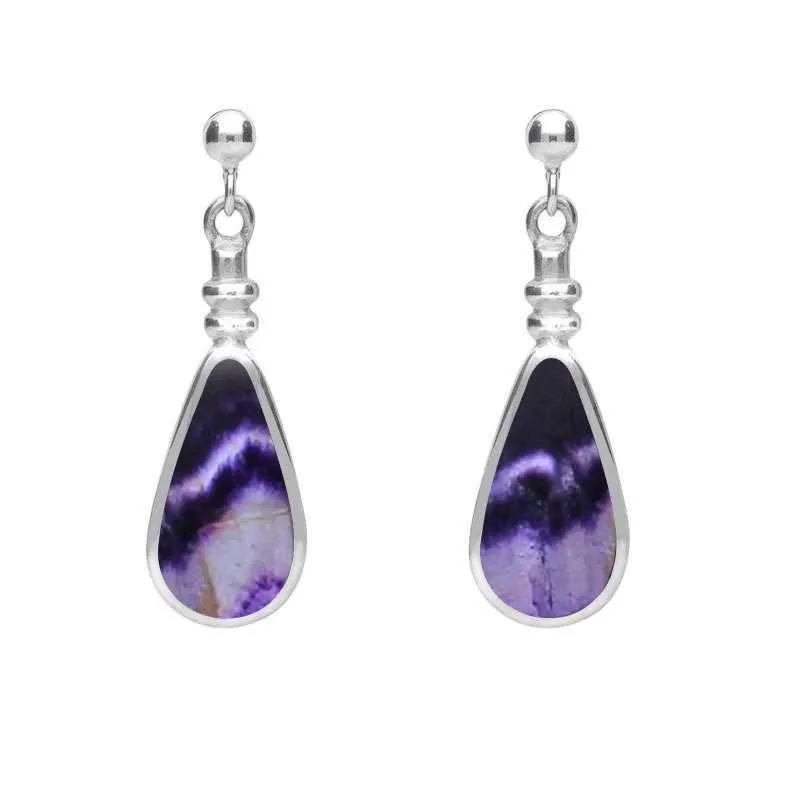 Sterling Silver Blue John Bottle Top Pear Drop Earrings sold by Jura Watches
