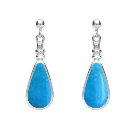 Sterling Silver Turquoise Bottle Top Pear Drop Earrings sold by Jura Watches