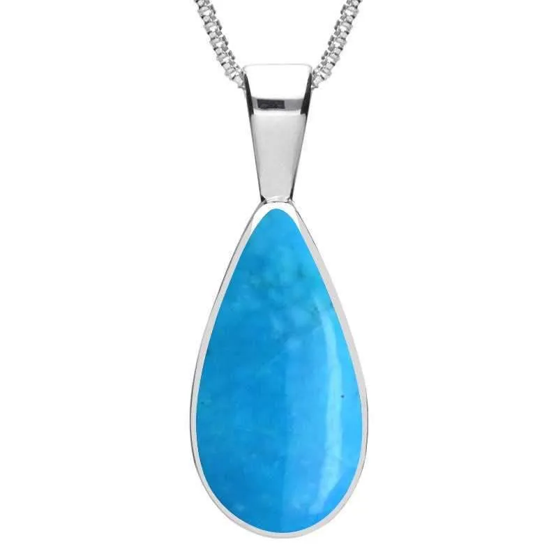 Sterling Silver Turquoise Classic Teardrop Necklace sold by Jura Watches