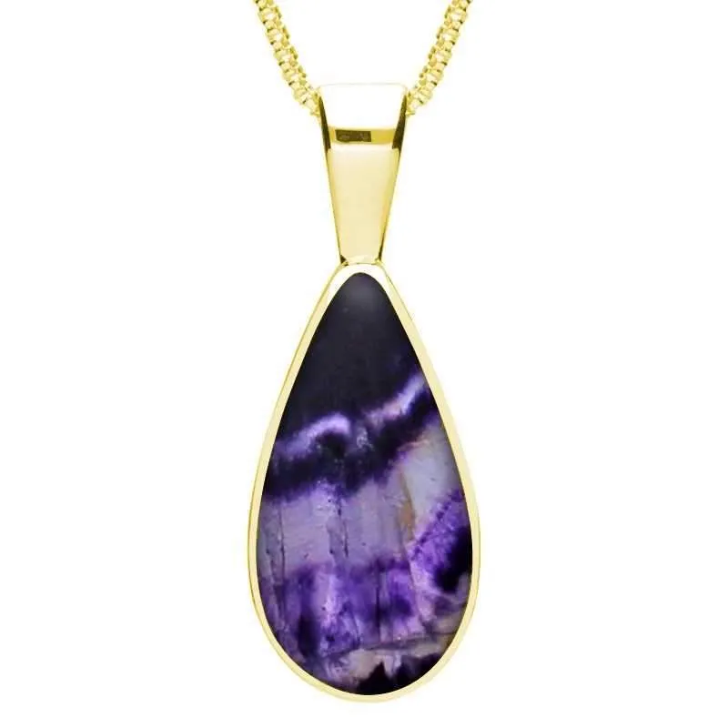 9ct Yellow Gold Blue John Classic Teardrop Necklace sold by Jura Watches
