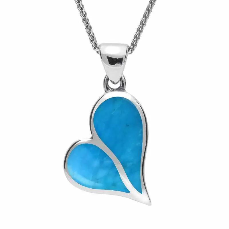 Sterling Silver Turquoise Split Heart Necklace sold by Jura Watches
