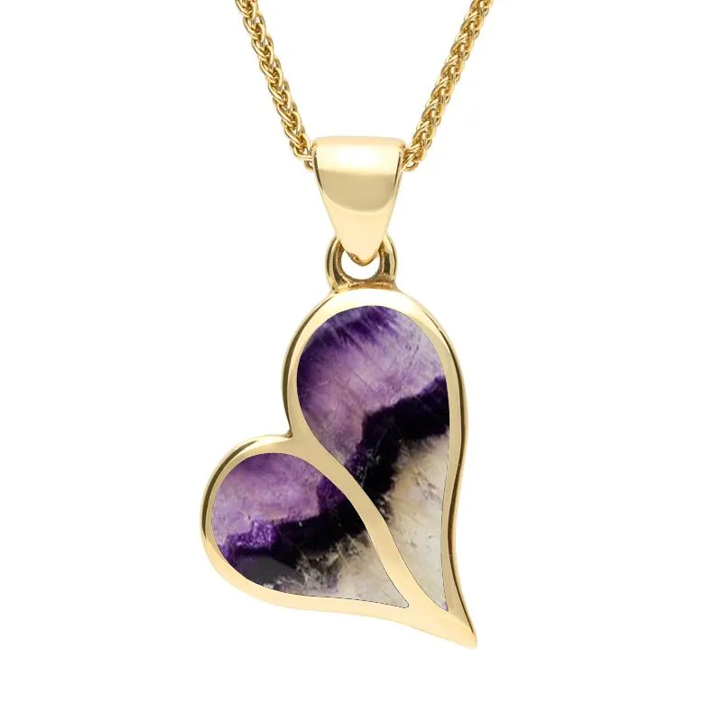 9ct Yellow Gold Blue John Split Heart Necklace sold by Jura Watches