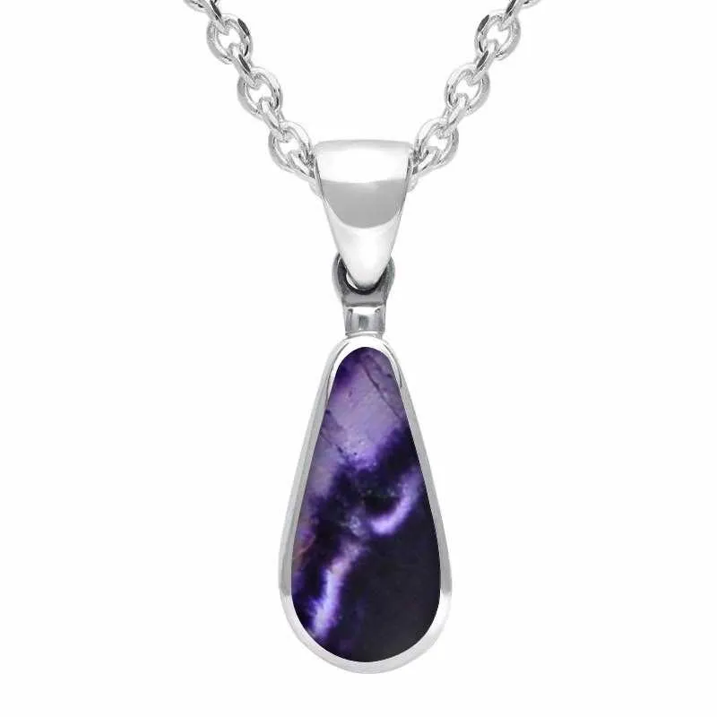 Sterling Silver Blue John Small Pear Necklace sold by Jura Watches