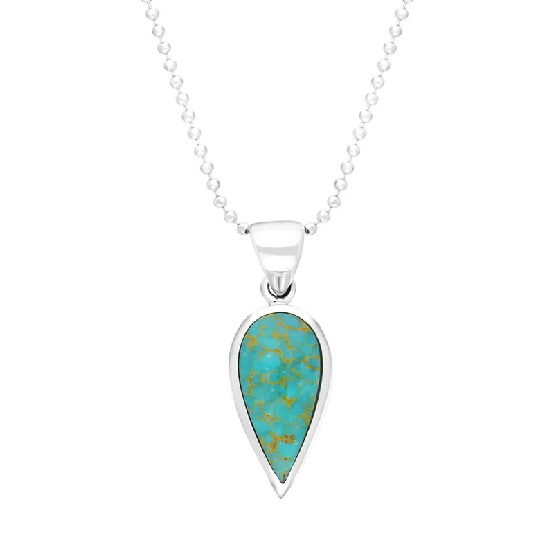 Sterling Silver Turquoise Small Upside Down Pear Necklace sold by Jura Watches