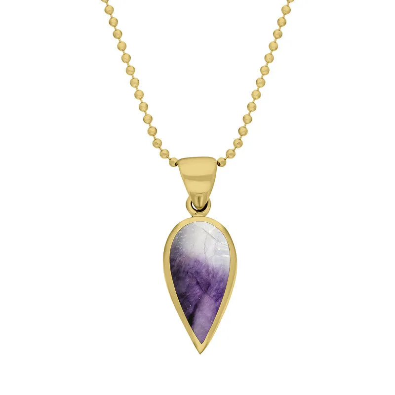 9ct Yellow Gold Blue John Small Upside Down Pear Necklace sold by Jura Watches