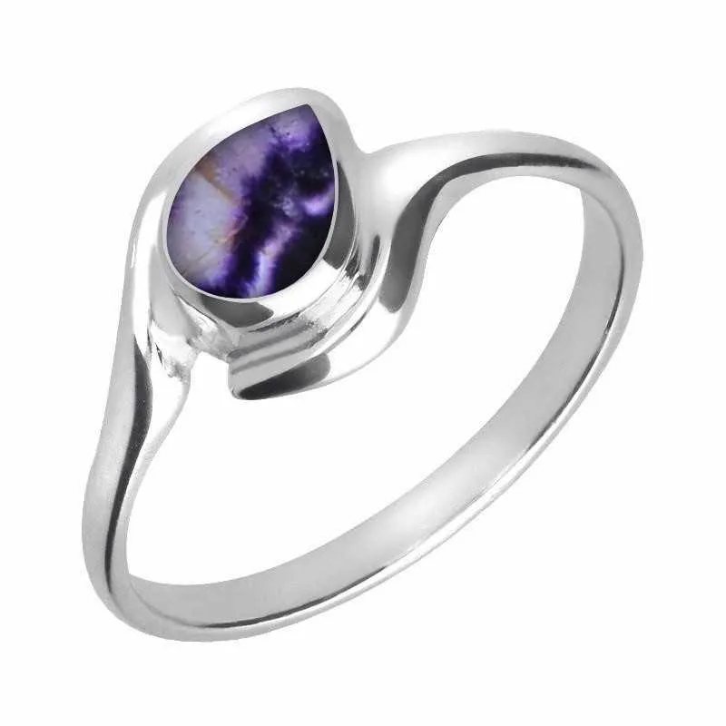 Sterling Silver Blue John Offset Pear Ring sold by Jura Watches