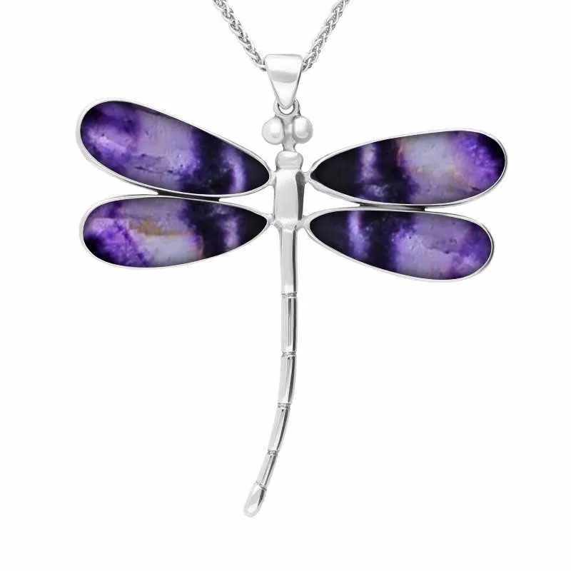 Sterling Silver Blue John Four Stone Large Dragonfly Necklace sold by Jura Watches