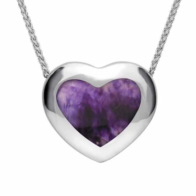 Sterling Silver Blue John Framed Heart Necklace sold by Jura Watches