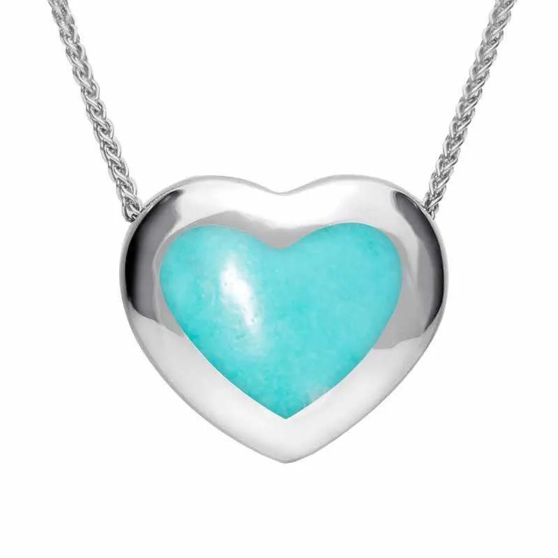 Sterling Silver Turquoise Framed Heart Necklace sold by Jura Watches
