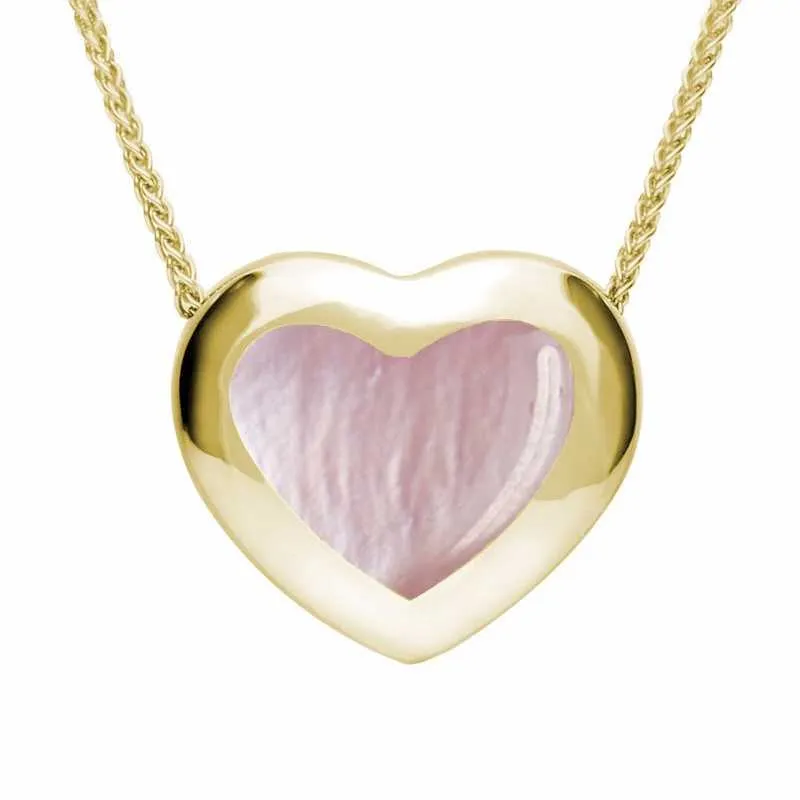 9ct Yellow Gold Pink Mother Of Pearl Framed Heart Necklace sold by Jura Watches