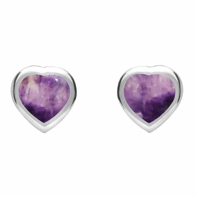 Sterling Silver Blue John Small Framed Heart Stud Earrings sold by Jura Watches