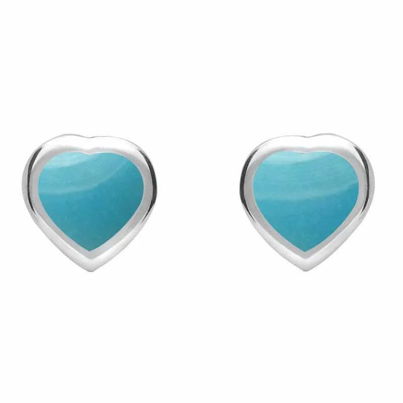 Sterling Silver Turquoise Small Framed Heart Stud Earrings sold by Jura Watches