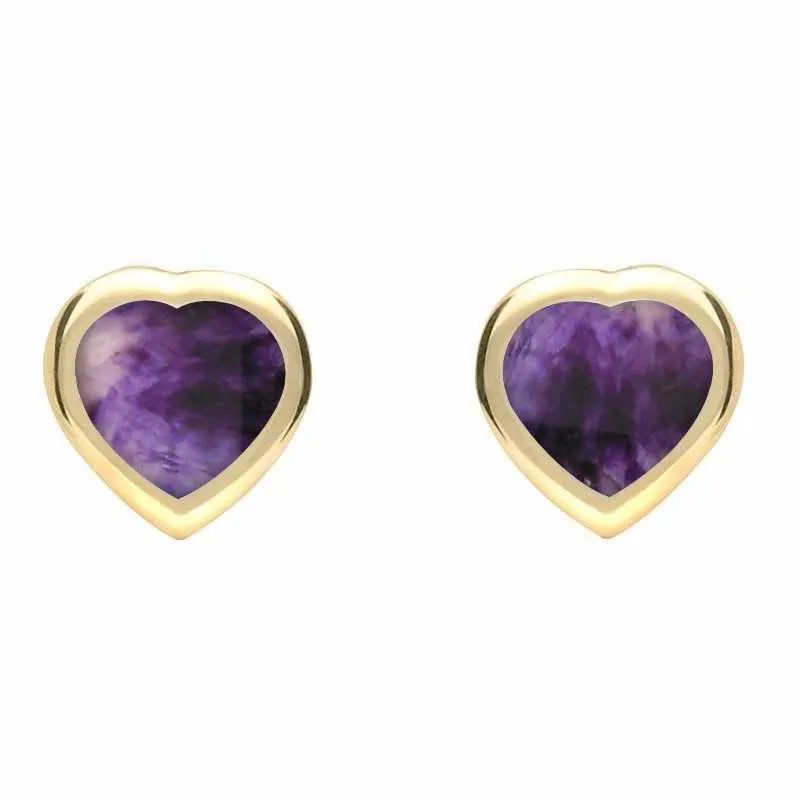 9ct Yellow Gold Blue John Small Framed Heart Stud Earrings sold by Jura Watches