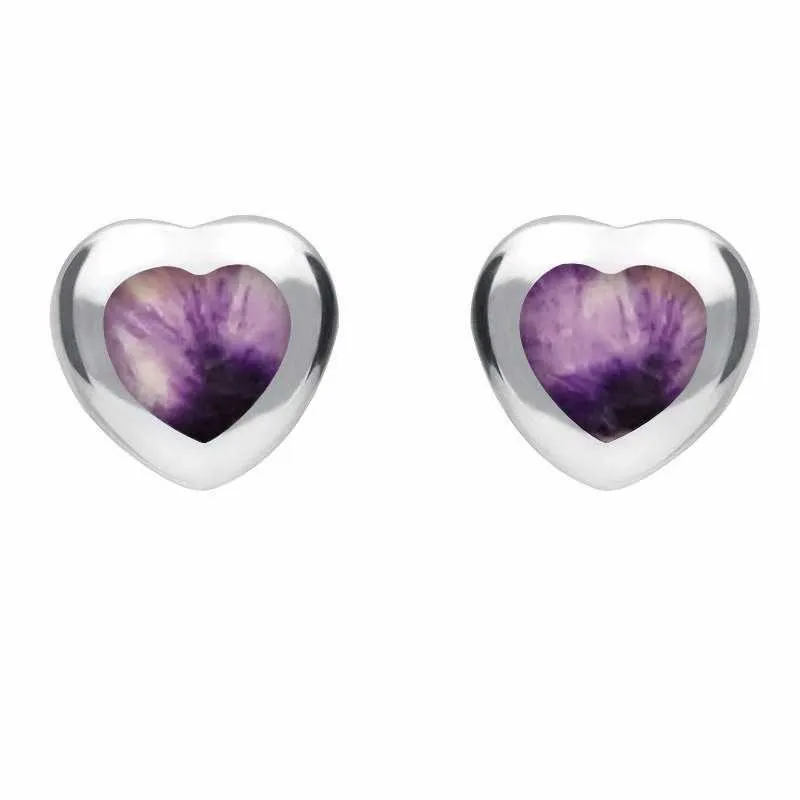Sterling Silver Blue John Framed Heart Stud Earrings sold by Jura Watches