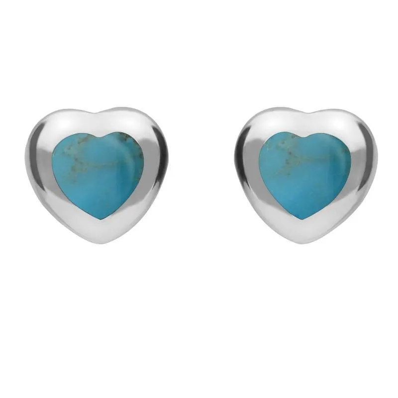 Sterling Silver Turquoise Framed Heart Stud Earrings sold by Jura Watches