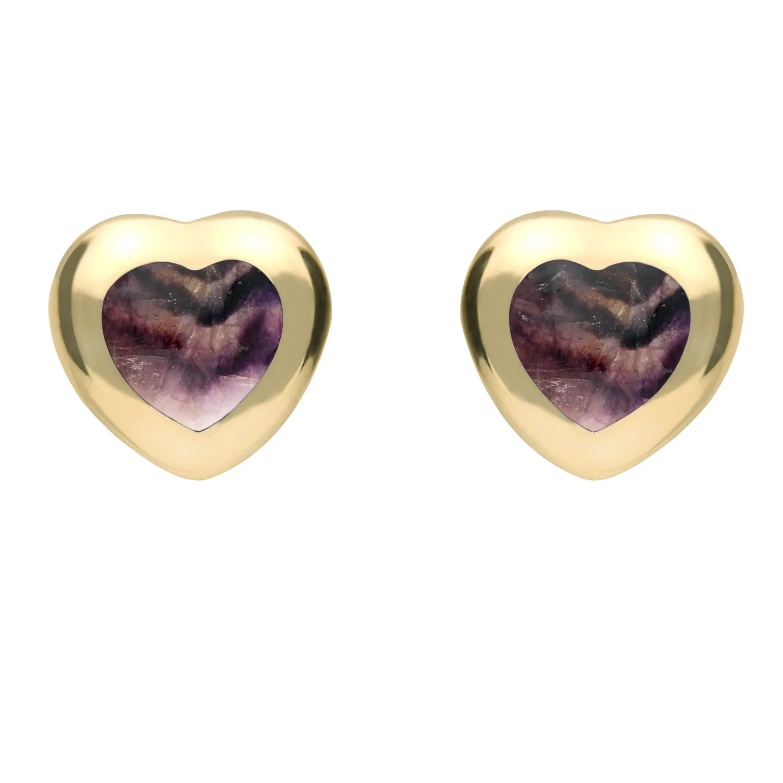 9ct Yellow Gold Blue John Framed Heart Stud Earrings sold by Jura Watches
