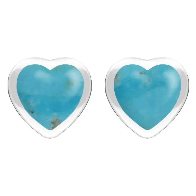 Sterling Silver Turquoise Large Framed Heart Stud Earrings sold by Jura Watches