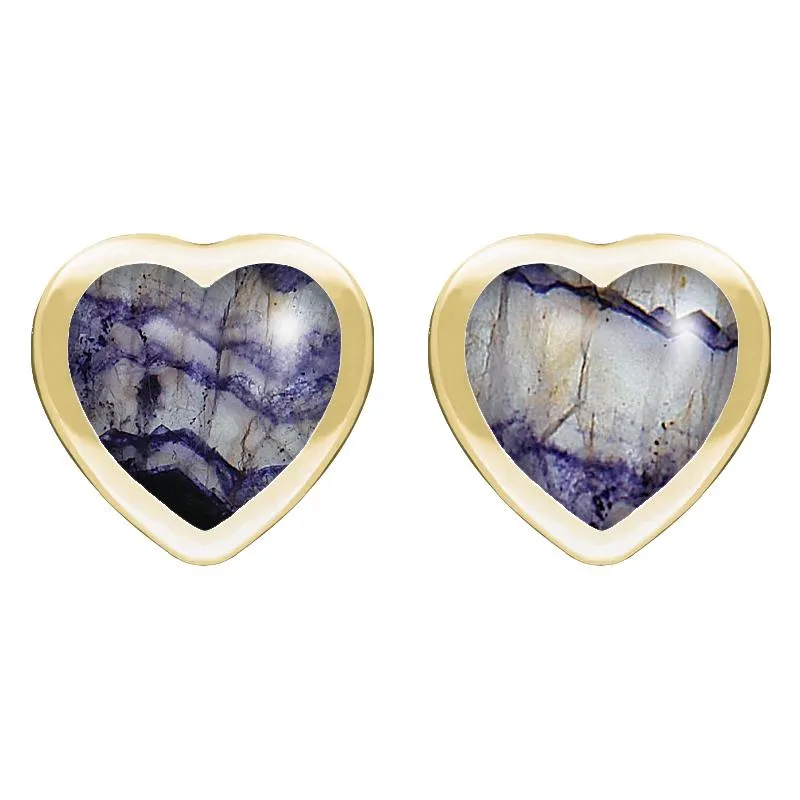 9ct Yellow Gold Blue John Large Framed Heart Stud Earrings sold by Jura Watches