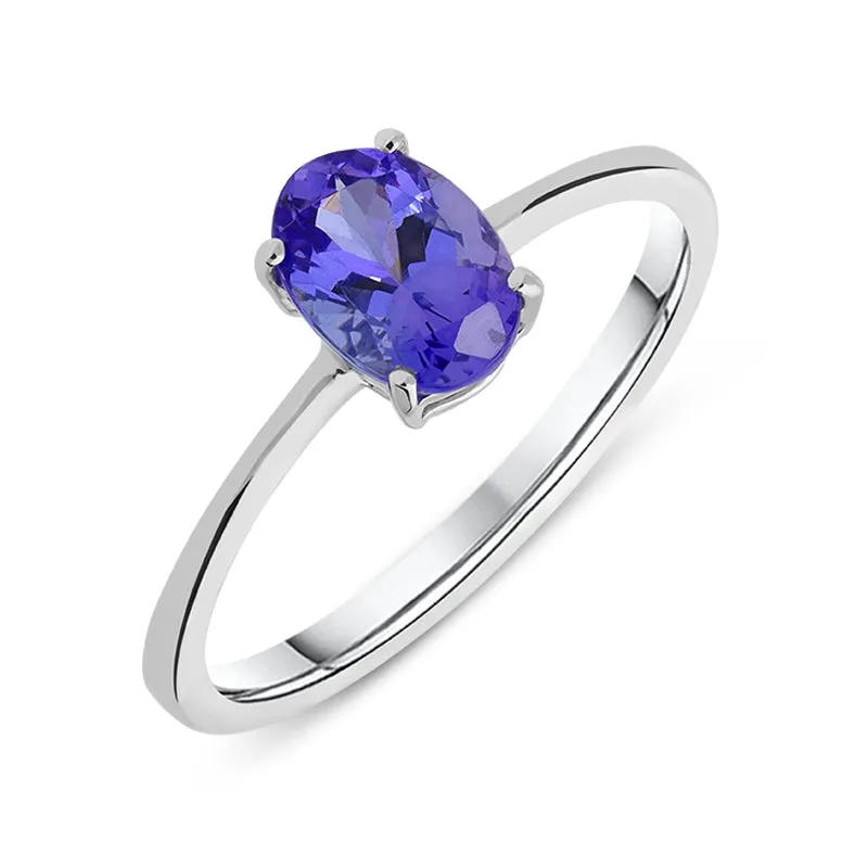 18ct White Gold 0.80ct Tanzanite Oval Cut Solitaire Ring sold by Jura Watches